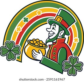 leprechaun st-patrick's day themed logo vector art