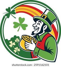 leprechaun st-patrick's day themed logo vector art