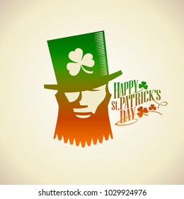 Leprechaun symbol, st. Patrick's Day card design