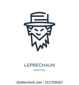 leprechaun thin line icon. luck, day linear icons from fairy tale concept isolated outline sign. Vector illustration symbol element for web design and apps.