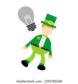 leprechaun tired with turn off lamp idea cartoon doodle flat design style vector illustration 