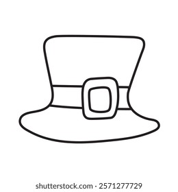 A leprechaun top hat. Outline vector illustration on white background.