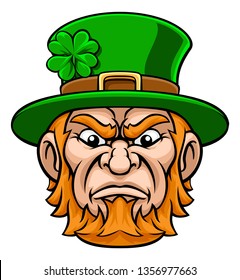 Leprechaun tough cartoon St Patricks Day character or sports mascot