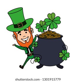 leprechaun with treasure cauldron character
