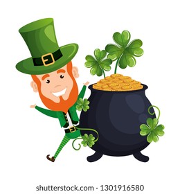 leprechaun with treasure cauldron character