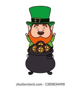leprechaun with treasure cauldron saint patrick