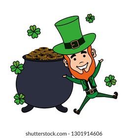leprechaun with treasure cauldron saint patrick