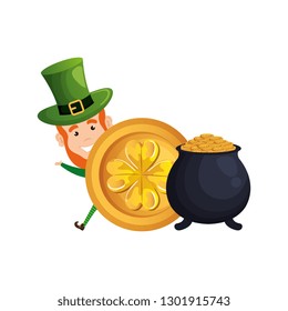 leprechaun with treasure cauldron saint patrick
