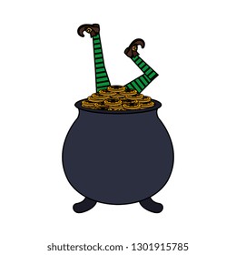 leprechaun with treasure cauldron saint patrick