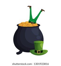 leprechaun with treasure cauldron saint patrick