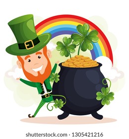 leprechaun with treasure cauldron saint patrick