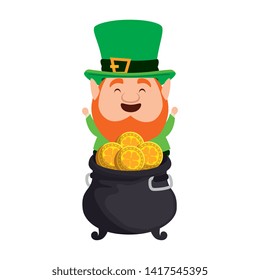 leprechaun with treasure cauldron saint patrick