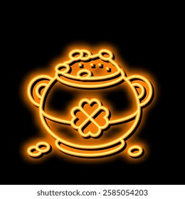 leprechaun treasure neon light sign vector. leprechaun treasure illustration