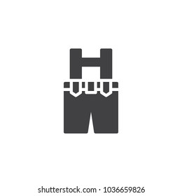 Leprechaun trousers clothes vector icon. filled flat sign for mobile concept and web design. pants with suspenders simple solid icon. Symbol, logo illustration. Pixel perfect vector graphics