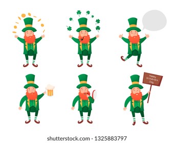 Leprechaun, Vector Illustration, St. Patrick's Day, Isolated Objects for Design, Vector Illustration, Set of Characters 1