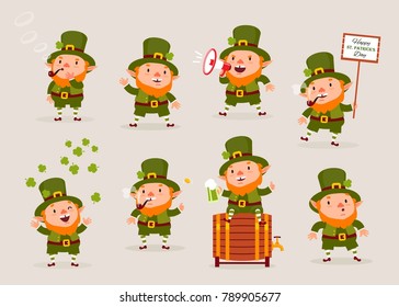 Leprechaun, Vector Illustration, St. Patrick's Day, Isolated Objects for Design, Vector Illustration, Set of Characters 2