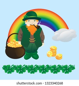 leprechaun vector illustration.  St.Patric's Day banner