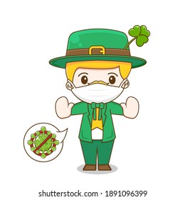 Leprechaun wearing a mask Saint patrick day cartoon character isolated on white background.