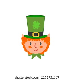 Leprechaun young boy with hat cartoon style. Vector clip art illustration.