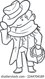 Leprechauns black and white.willy wonka vector illustrations.magicine clipart