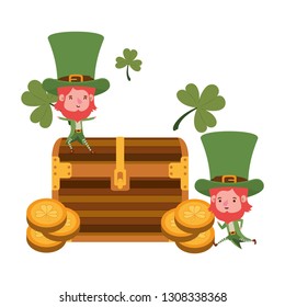 leprechauns with chest and coins character