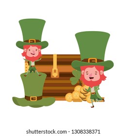 leprechauns with chest and coins character