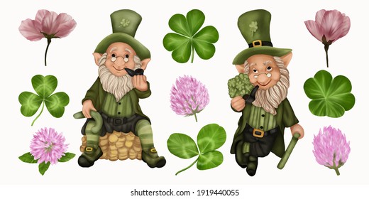 Leprechauns y trébol para el día de San Patrick