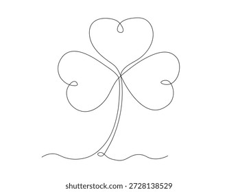 trébol de leprechaun, día de San Patricio, continuo de una sola línea de arte dibujo a mano logotipo de boceto sobre fondo blanco