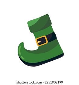 Leprechaun's green shoe on white background