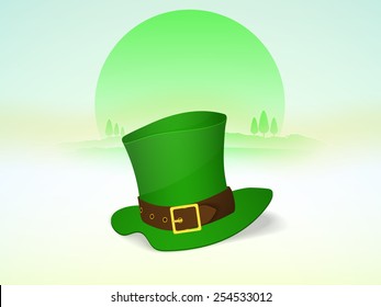 Leprechaun's hat on shiny morning background, concept for St. Patrick's Day celebrations. 