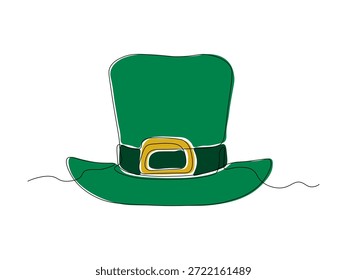 leprechaun's hat, St. Patrick's Day,  continuous single one line art hand drawing sketch logo on white background