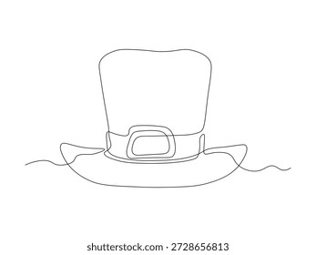 Sombrero de duende, día de San Patricio, continuo de una sola línea de arte dibujo a mano logotipo de dibujo sobre fondo blanco