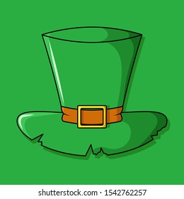 Leprechaun's hat. Vector cartoon illustration. Isolated object on a green background. Flat style.