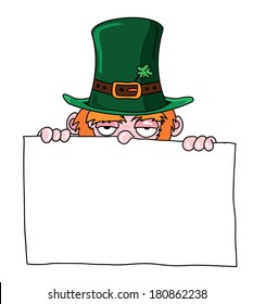 Leprechaun's head with place for notice,  Happy st. patrickÂ´s day, vector illustration
