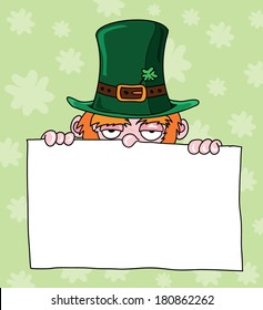 Leprechaun's head with place for notice,  Happy st. patrickÂ´s day, vector illustration