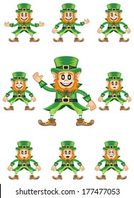 Leprechauns in Saint Patrick's day expressing different emotions