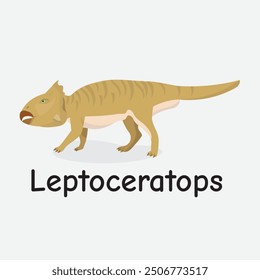 Leptoceratops Dinosaur Vector Illustration with Small Ceratopsian