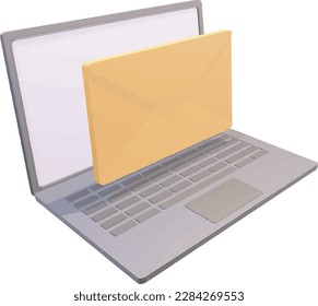 Leptop envelope, send email 3d vector