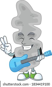 Leptospirillum ferriphilum cartoon character style plays music with a guitar. Vector illustration