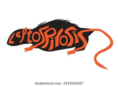 Leptospirosis from rats text art concept. Editable clip art.