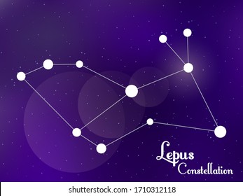 Lepus constellation. Starry night sky. Cluster of stars, galaxy. Deep space. Vector illustration