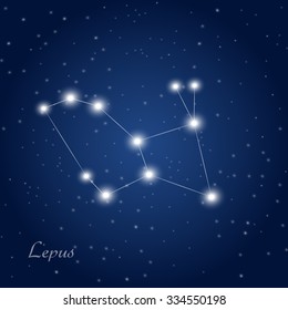Lepus constellation at starry night sky 