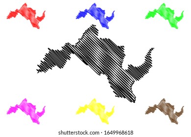 Leribe District (Districts of Lesotho, Kingdom of Lesotho) map vector illustration, scribble sketch Leribe map
