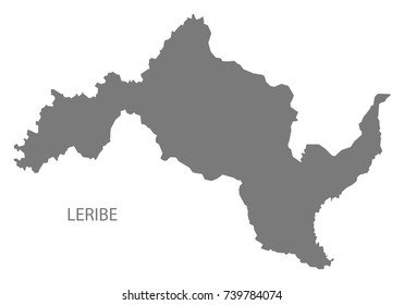 Leribe district map of Lesotho grey illustration silhouette shape