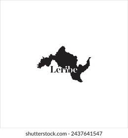 Mapa de Lesoto Leribe y diseño de letras negras sobre fondo blanco