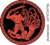 Lernaean Hydra. Hydra of Lerna. 12 Labours of Hercules Heracles. Myths Of Ancient Greece illustration