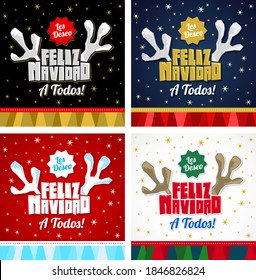 Les deseo Feliz Navidad a Todos, I Wish Merry Christmas to All spanish text, christmas vector collection.