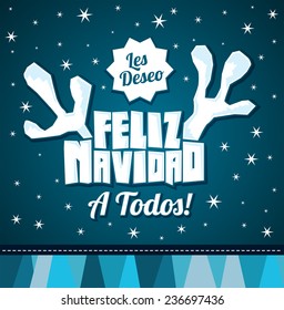 Les deseo Feliz Navidad a todos - I wish Merry Christmas to all spanish text - reindeer antlers christmas card