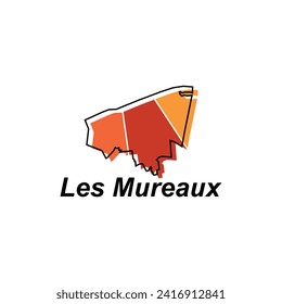 Les Mureaux City of France map vector illustration, vector template with outline graphic sketch style isolated on white background