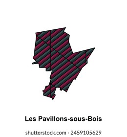 Les Pavillons sous Bois City Map of France Country, abstract geometric map with color creative design template